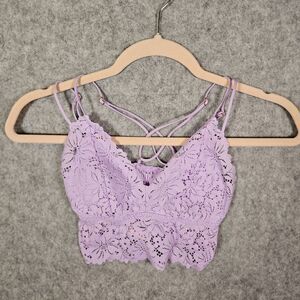 Victorias Secret PINK Purple Lace Strappy Bralette Sleep Lounge Comfort Size XS